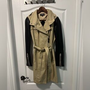 LIKE NEW MACKAGE TRENCH COAT LEATHER SLEEVES